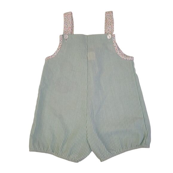 Vintage Toddler Time Baby Romper 3 fish Size 1.5 Striped Overalls JCPenney - Picture 2 of 10